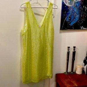 Chartreuse sequin dress